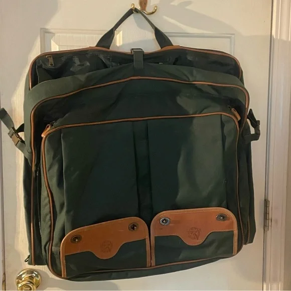 Vintage Eddie Bauer Green Garment Bag with Brown Trim - Picture 3 of 15